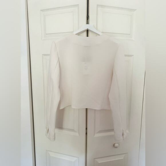 NWT BHLDN Zeta Erika Top Ivory White Long Sleeve Pearl Blouse Size 10 - Picture 8 of 9
